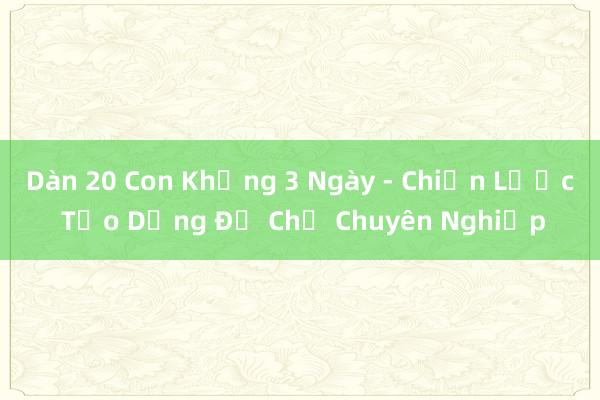 Dàn 20 Con Khủng 3 Ngày - Chiến Lược Tạo Dựng Đế Chế Chuyên Nghiệp