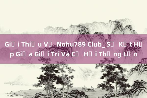 Giới Thiệu Về Nohu789 Club_ Sự Kết Hợp Giữa Giải Trí Và Cơ Hội Thắng Lớn