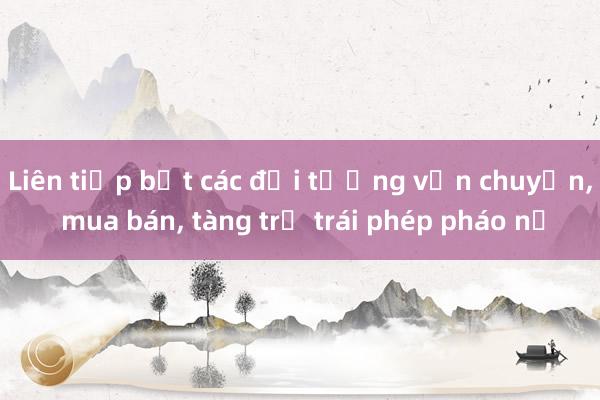 Liên tiếp bắt các đối tượng vận chuyển， mua bán， tàng trữ trái phép pháo nổ