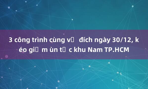 3 công trình cùng về đích ngày 30/12， kéo giảm ùn tắc khu Nam TP.HCM