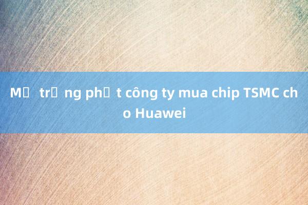 Mỹ trừng phạt công ty mua chip TSMC cho Huawei