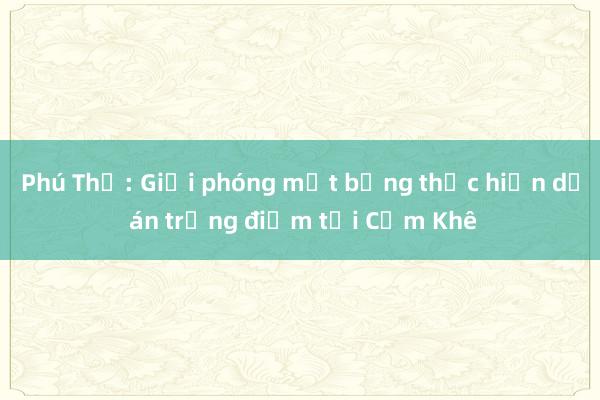 Phú Thọ: Giải phóng mặt bằng thực hiện dự án trọng điểm tại Cẩm Khê